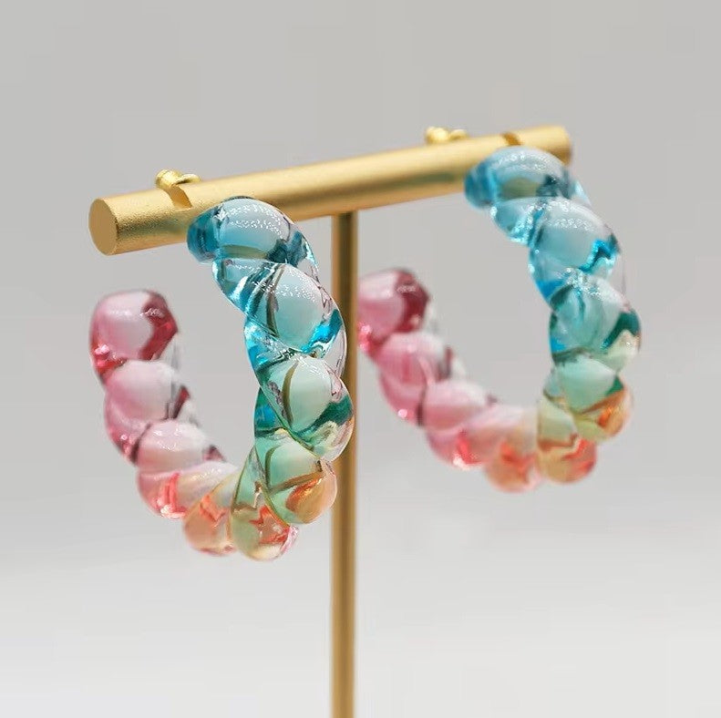 Acrylic Twist Hoop Earrings
