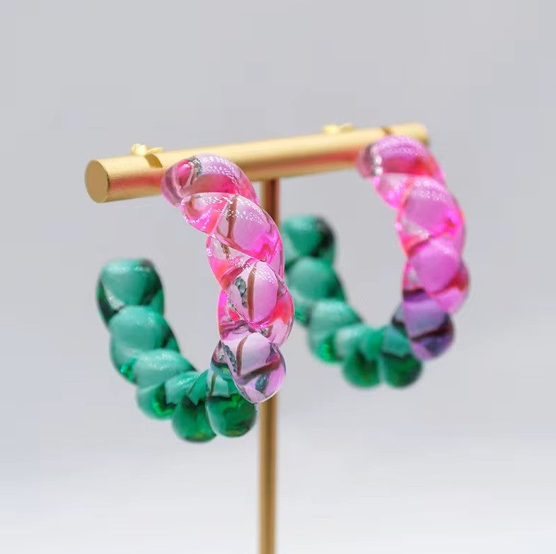 Acrylic Twist Hoop Earrings