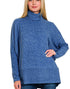 Brushed Turtleneck Sweater in LT Navy