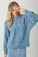 Door Buster * Cable Pullover Sweater in Dusty Blue (REG)
