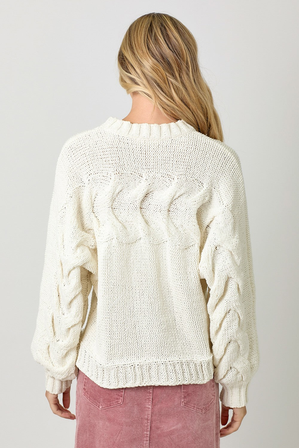 Door Buster * Cable Pullover Sweater in Ivory (REG)
