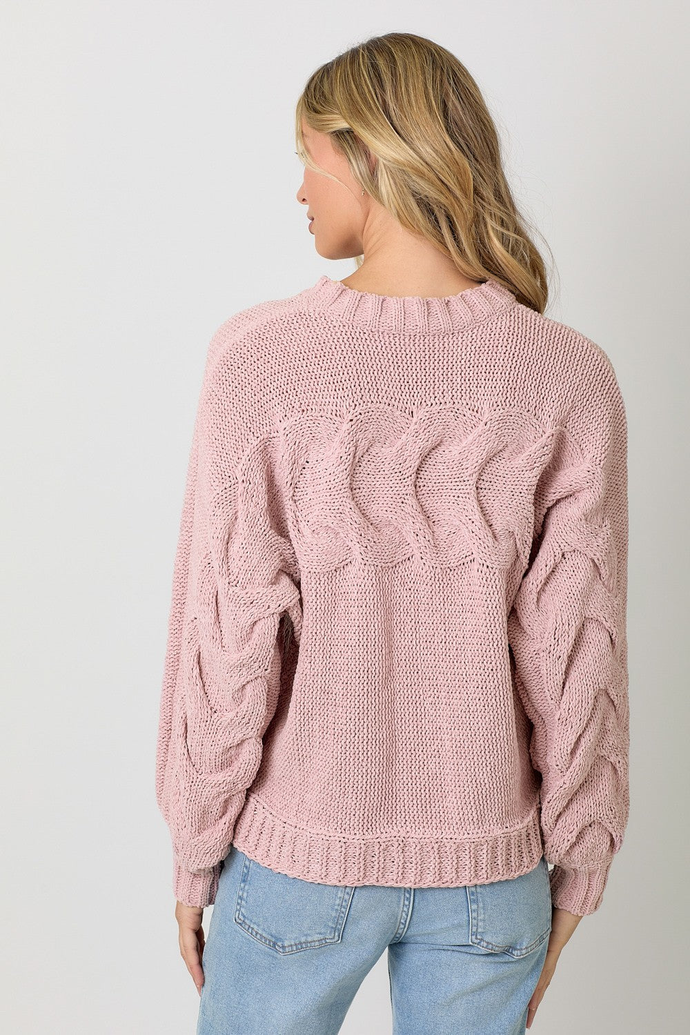 Door Buster * Cable Pullover Sweater in Dusty Rose (REG)