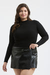 Mock Neck Sweater Top in Black (PLUS)