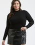 Mock Neck Sweater Top in Black (PLUS)