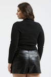 Mock Neck Sweater Top in Black (PLUS)