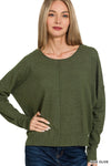 Carlee Viscose Sweater in Dk Olive (REG)
