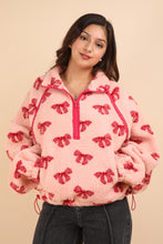 Printed Fleece Half Zip Top in Pink (REG)