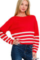 Lola Striped Sweater in Ruby/Ivory (REG)