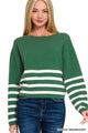 Lola Striped Sweater in Green/Ivory (REG)