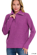 Half Zip Pullover Sweater in LT Plum (REG)