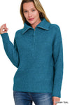 Half Zip Pullover Sweater in Ocean Teal (REG)