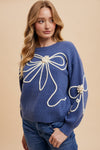 Bow Embo Sweater in Midnight (REG)