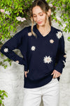 Floral Francine Sweater in Navy (REG)