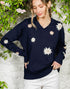 Floral Francine Sweater in Navy (REG)