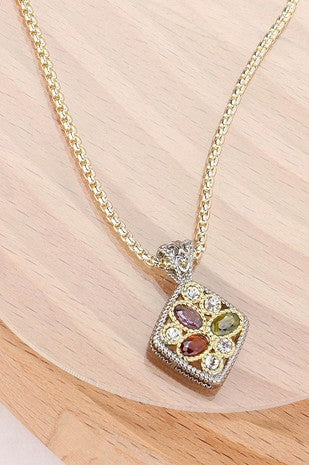 CZ Stone Rhombus Necklace