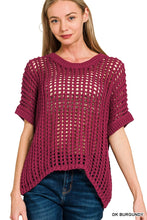 Fish Net Crochet Sweater in Burgundy (REG)