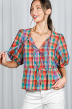 Tie Front Plaid Top (REG)
