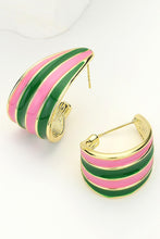 Pink and Green Striped Earrings