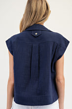 Girly Gauze Blouse Top in Midnight (REG)