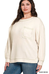 Brushed Hacci Pocket Sweater in Sand Beige (REG/PLUS)