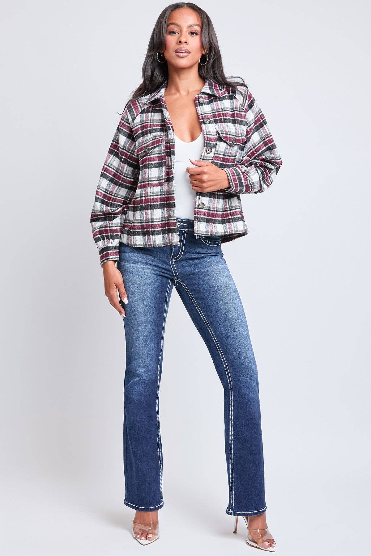 Cropped Boxy Plaid Shacket (REG)
