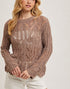 Open Knit Scallop Sweater in Mushroom (REG)