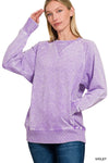 Snow Washed Terry Top in Violet (REG)