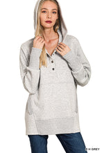 Half Button Fleece Hoodie in H Grey (REG)