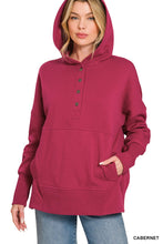 Half Button Fleece Hoodie in Cabernet (REG)