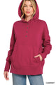 Half Button Fleece Hoodie in Cabernet (REG)