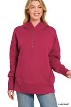 Half Button Fleece Hoodie in Cabernet (REG)