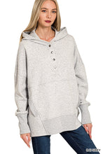 Half Button Fleece Hoodie in H Grey (REG)