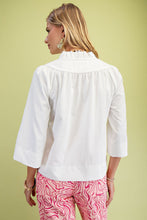 Ruffle Neck Blouse Top in White (REG)