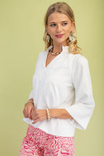 Ruffle Neck Blouse Top in White (REG)