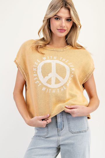 Rise With The Sun Peace Sweater Top in Tangerine (REG)