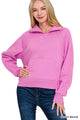 Zenana Half Zip Pullover in Bright Mauve (REG)