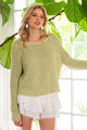 Angela Crochet Sweater in Pistachio (REG)