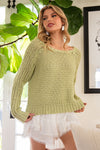 Angela Crochet Sweater in Pistachio (REG)