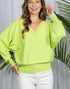 Simple V-Neck Sweater in Neon Yellow (REG)