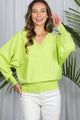 Simple V-Neck Sweater in Neon Yellow (REG)