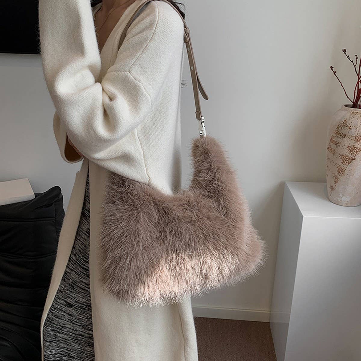 Faux Fur Plush Purse