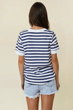 Navy Striped V-Neck Top (REG)