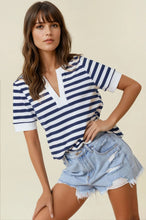 Navy Striped V-Neck Top (REG)