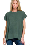 Ribbed Short Sleeve Sweater in Ash Jade (REG)