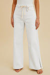 White Side Slit Drawstring Jeans (REG)