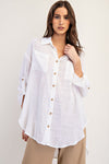 Florence Button Down Top in Off White (REG)