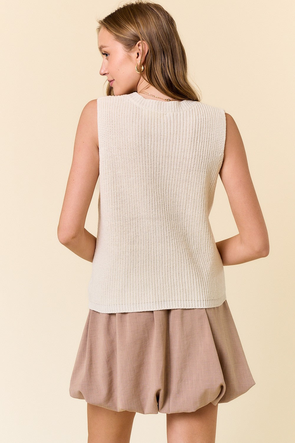 Beach Sweater Tank Top in Off White (REG)