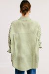 Oversized Gingham Top in Leaf (REG/PLUS)