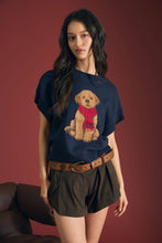 Puppy Scarf Sweater in Navy (REG)