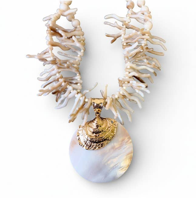 White Coral and Shell Necklace